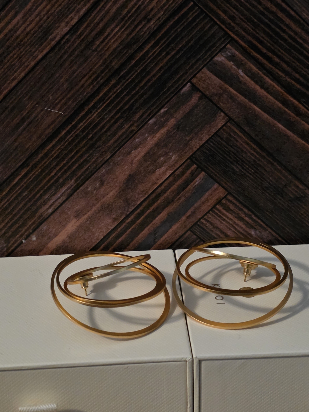 Gold Multi-Hoop Statement Earrings - Women's Layered Circles - Picture 3 of 5